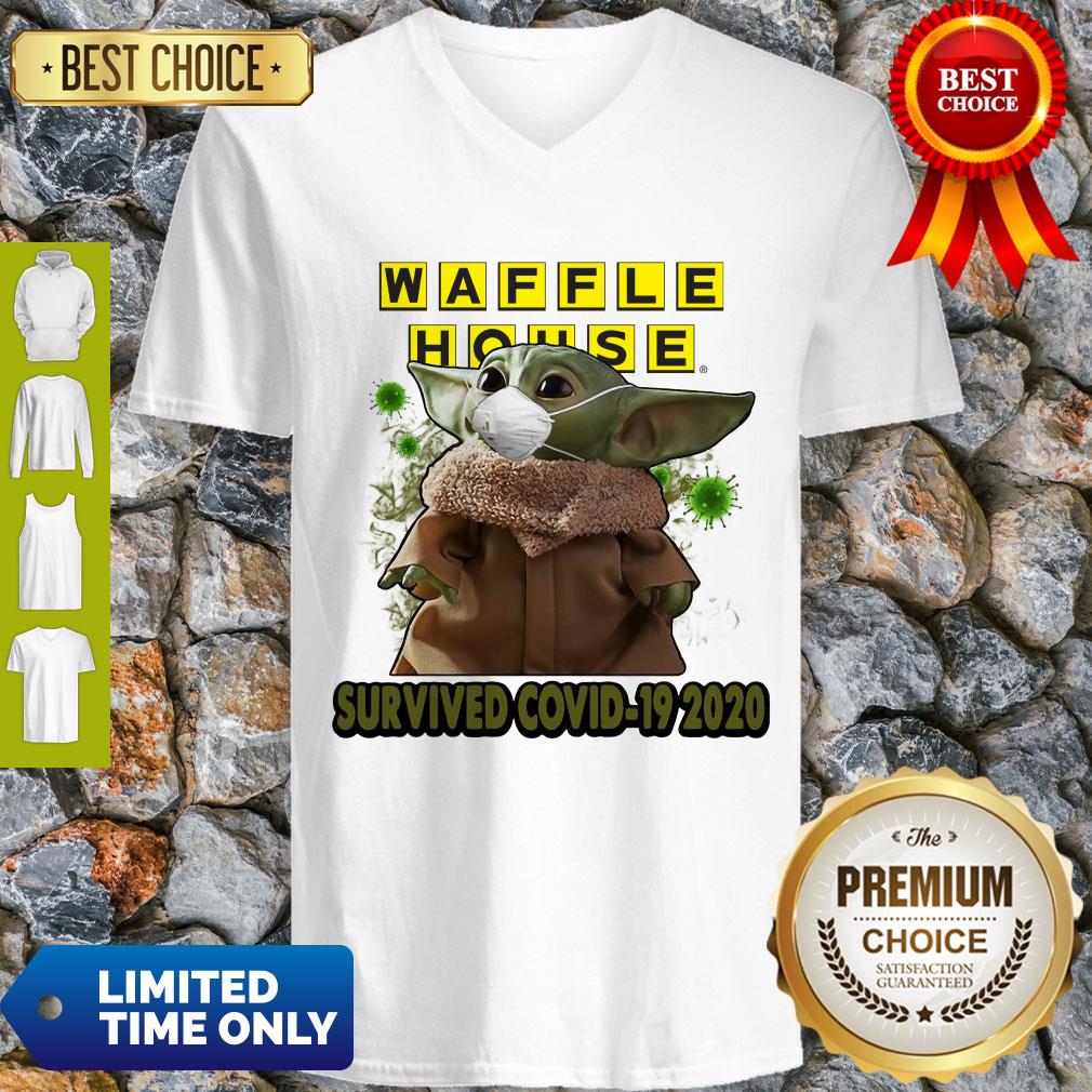 Baby Yoda Mask Waffle House Survived COVID-19 2020 V-neck Baby Yoda Mask Waffle House Survived COVID-19 2020 V-neck