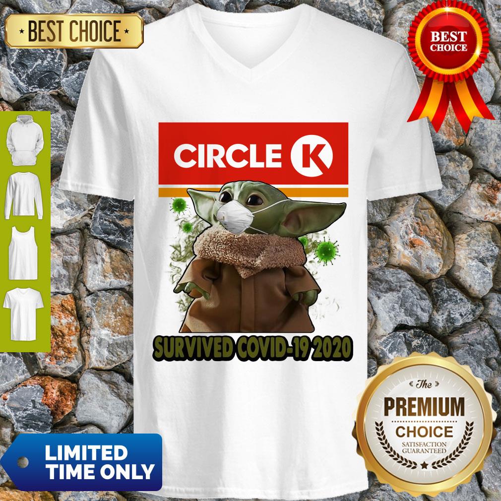 Baby Yoda Mask Circle K Survived COVID-19 2020 V-neck Baby Yoda Mask Circle K Survived COVID-19 2020 V-neck