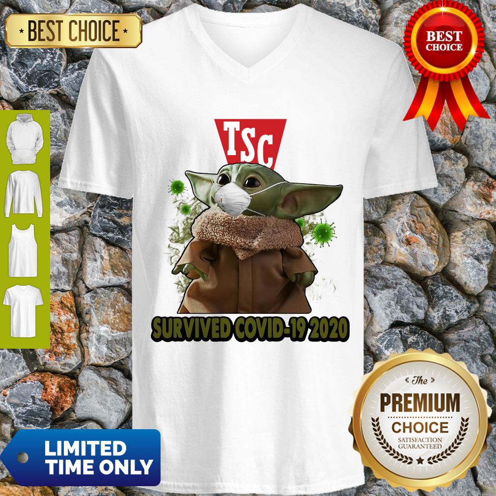 Baby Yoda Mask TSC Survived COVID-19 2020 V-neck Baby Yoda Mask TSC Survived COVID-19 2020 V-neck