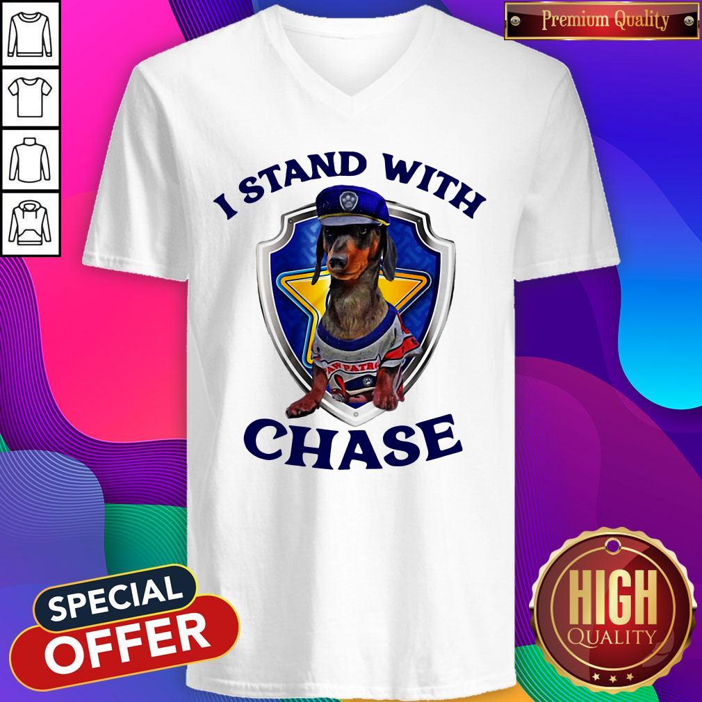 Funny Dachshund I Stand With Chase V-neck Funny Dachshund I Stand With Chase V-neck