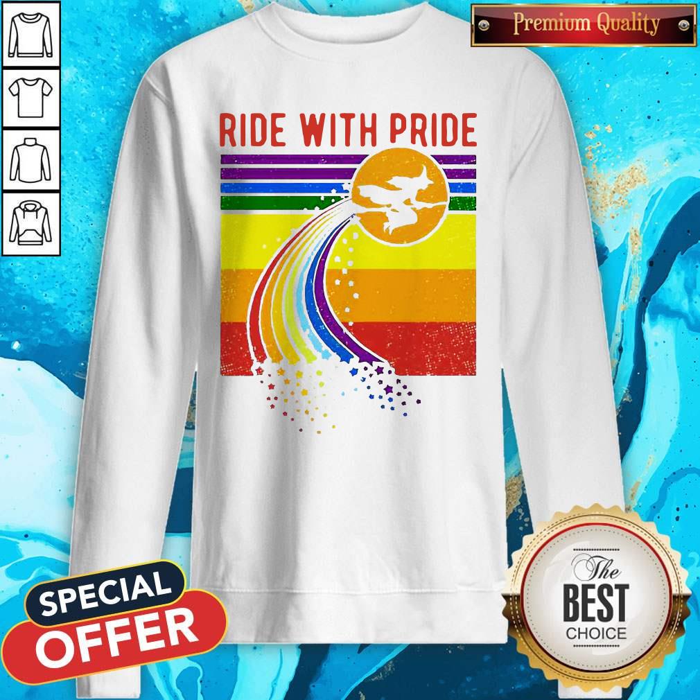 Pretty Witch Ride With Pride LGBT Pride Vintage Sweatshirt Pretty Witch Ride With Pride LGBT Pride Vintage Sweatshirt
