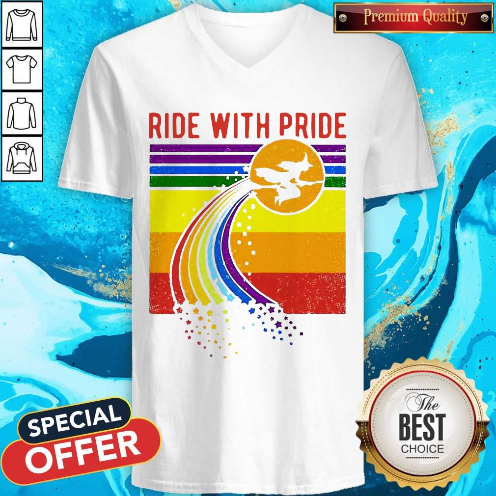 Pretty Witch Ride With Pride LGBT Pride Vintage V-neck Pretty Witch Ride With Pride LGBT Pride Vintage V-neck