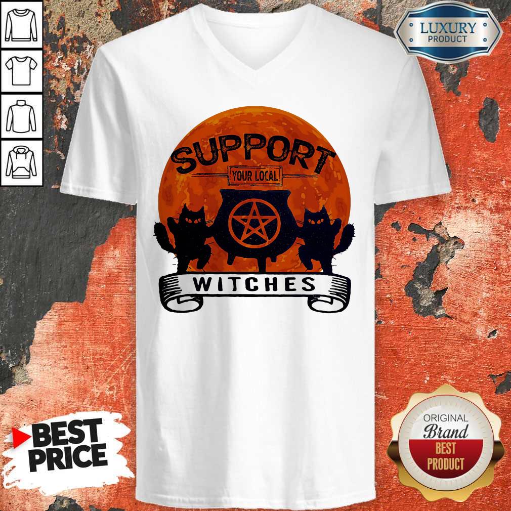 Halloween Support Your Local Witches Blood Moon V-neck Halloween Support Your Local Witches Blood Moon V-neck
