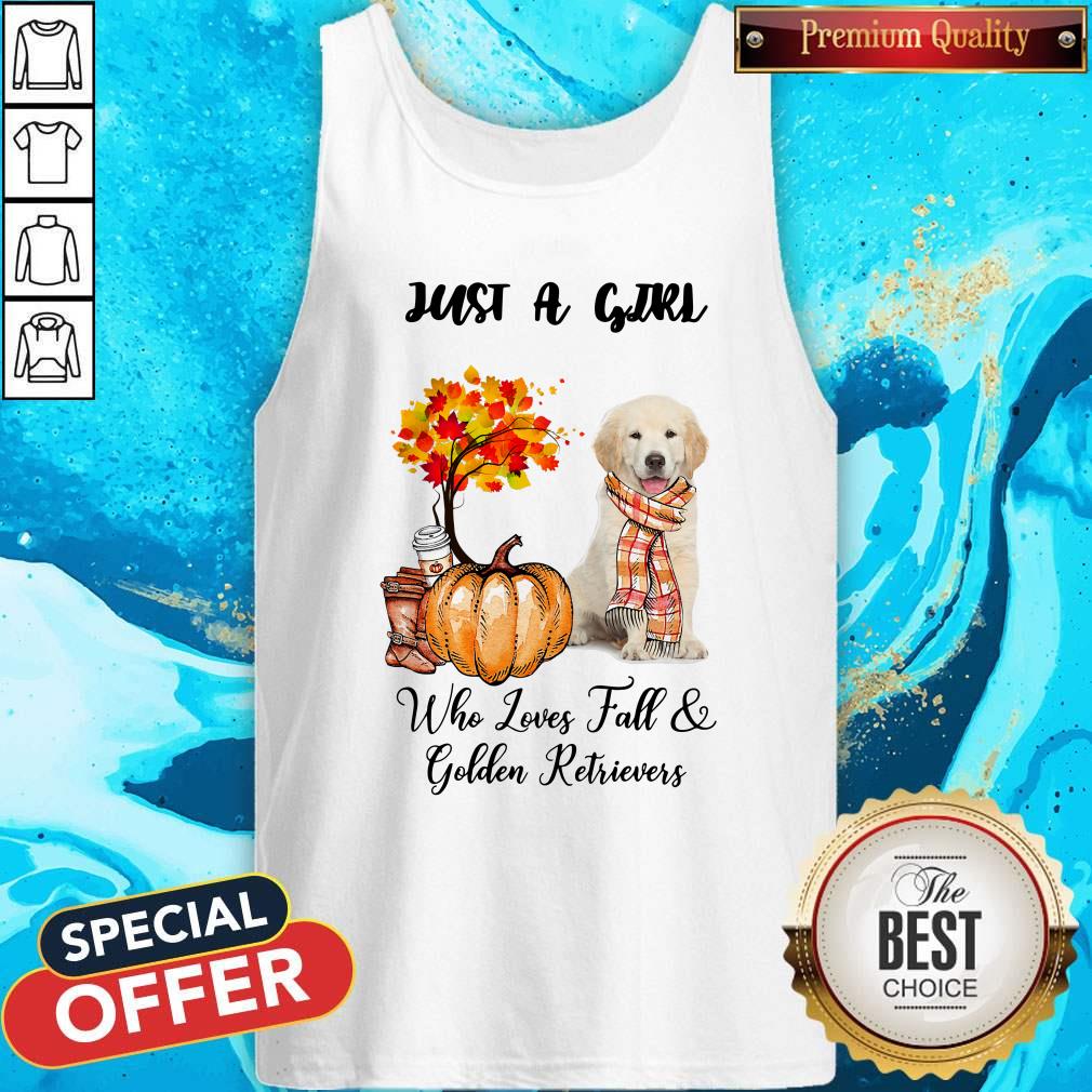Just A Girl Who Love Fall And Golden Retrievers Autumn Pumpkin Tank Top Just A Girl Who Love Fall And Golden Retrievers Autumn Pumpkin Tank Top