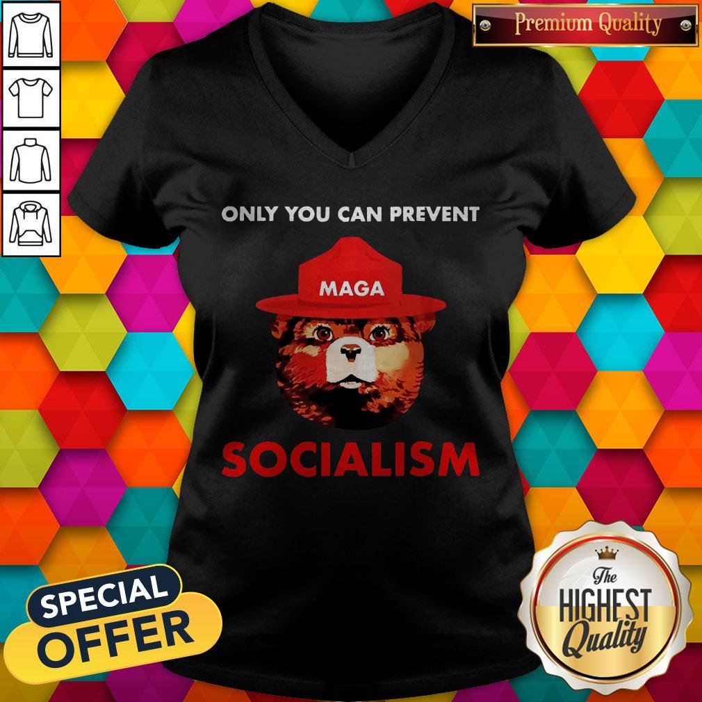 Pretty Maga Bear Only You Can Prevent Socialism V-neck Pretty Maga Bear Only You Can Prevent Socialism V-neck
