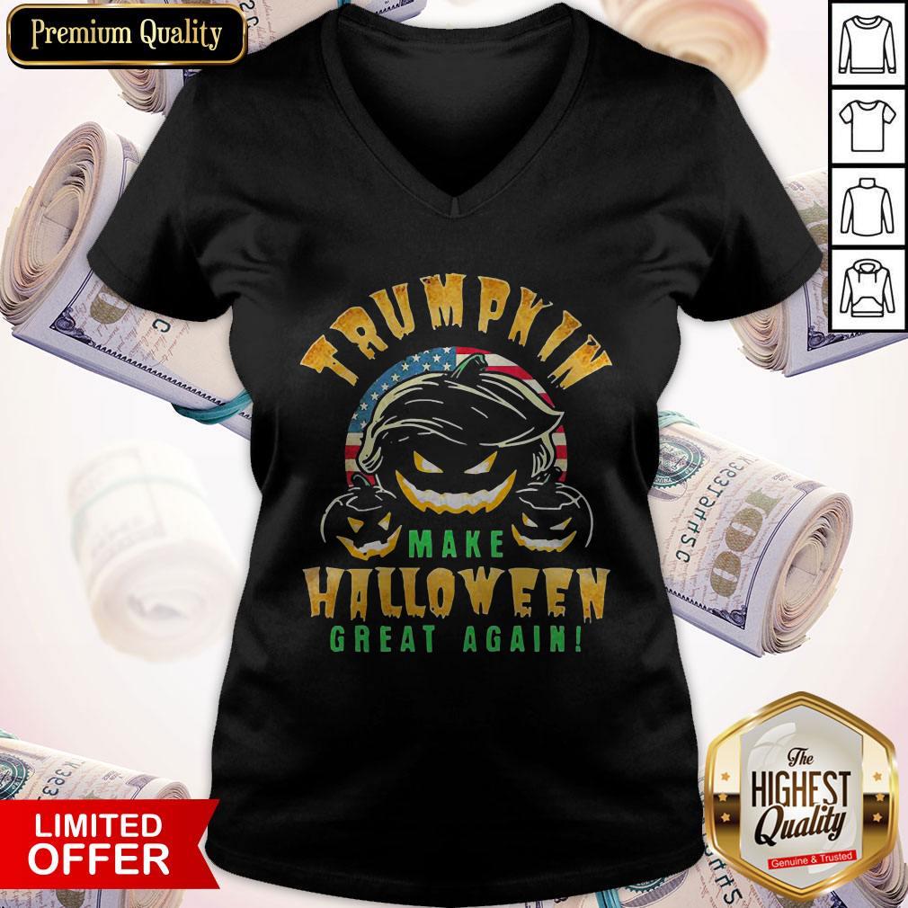 Trumpkin Make Halloween Great Again American Flag V-neck Trumpkin Make Halloween Great Again American Flag V-neck