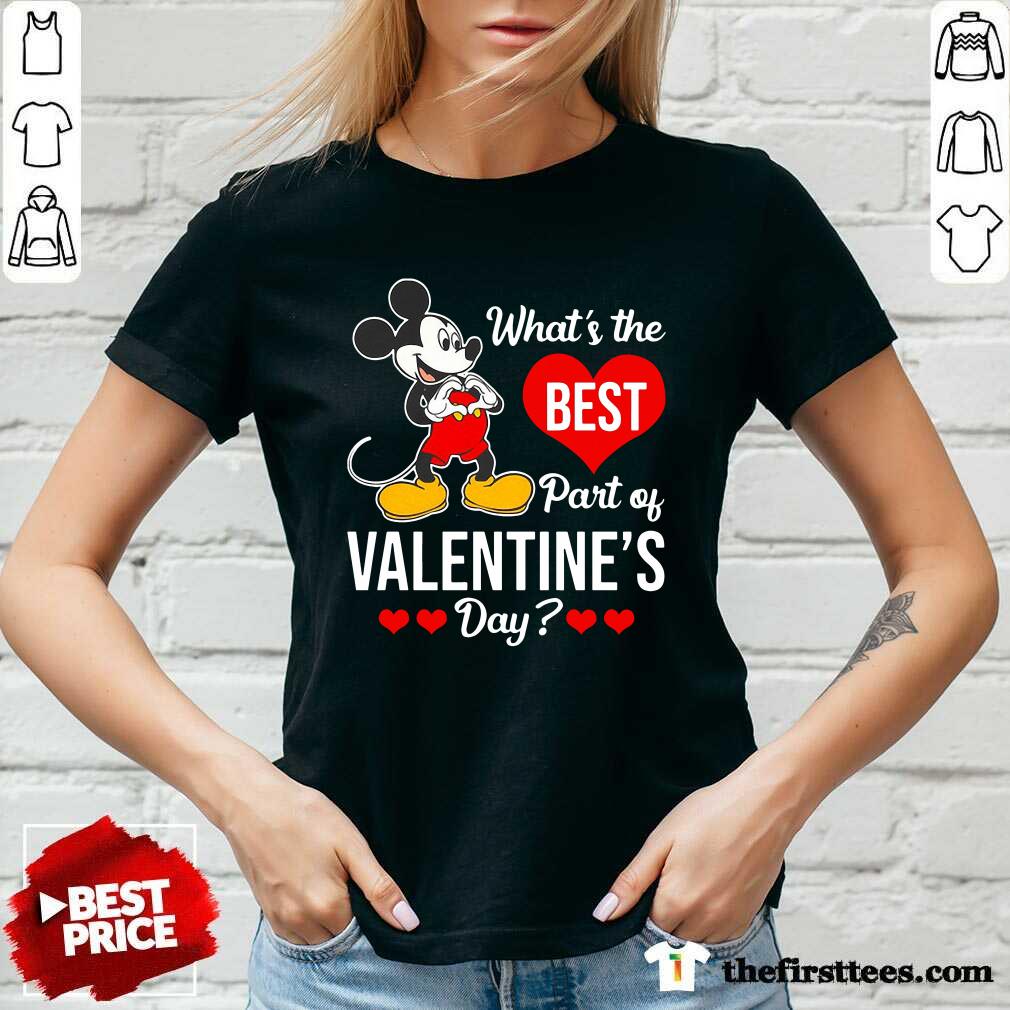 Mickey Mouse Whats The Best Part Of Valentines Day V-neck - Design by Thefirsttees.com Mickey Mouse Whats The Best Part Of Valentines Day V-neck - Design by Thefirsttees.com