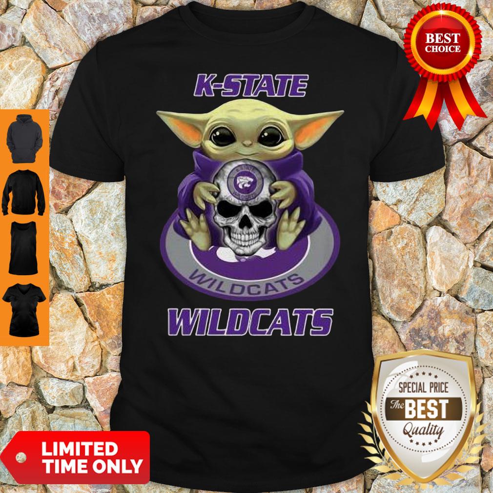 Pretty Baby Yoda Hug Skull K-State Wildcats Shirt