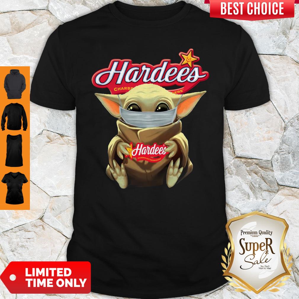 Pretty Baby Yoda Face Mask Hug Hardee’s Shirt