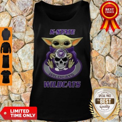 Pretty Baby Yoda Hug Skull K-State Wildcats Tank Top