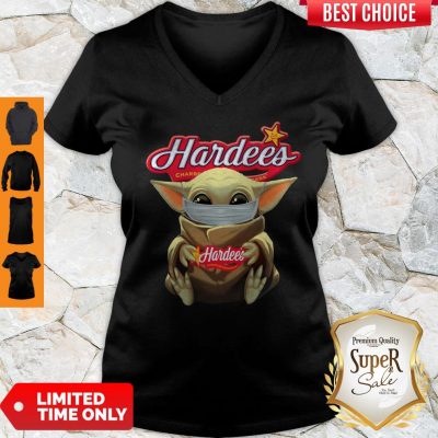 Pretty Baby Yoda Face Mask Hug Hardee’s V-neck