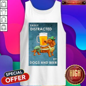 Cute Easily Distracted By Dogs And Beer Tank Top
