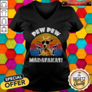 Funny Mountain Goat Pew Pew Madafakas Vintage V-neck