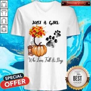 Just A Girl Who Love Fall And Dogs Autumn Pumpkin V-neck