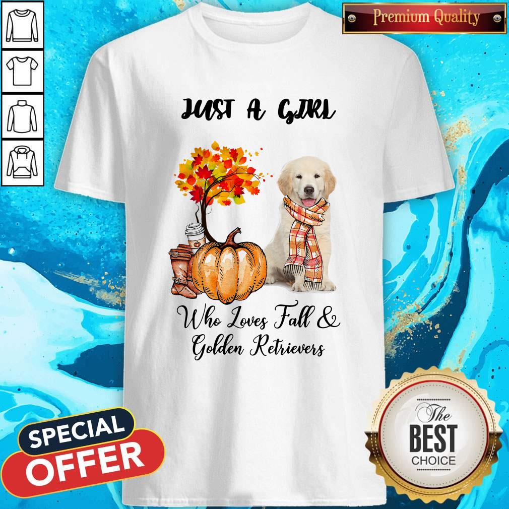 Just A Girl Who Love Fall And Golden Retrievers Autumn Pumpkin Shirt