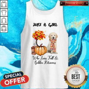 Just A Girl Who Love Fall And Golden Retrievers Autumn Pumpkin Tank Top