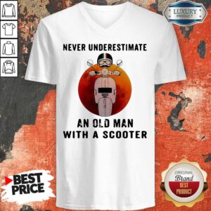 Never Underestimate An Old Man With A Scooter Blood Moon V-neck