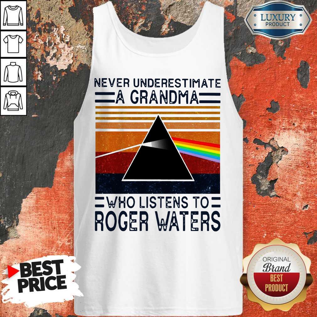 Never Understimate A Grandma Who Listens To Roger Waters Black Triangle Vintage Shirt - Image 2