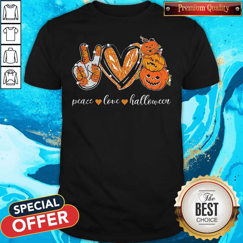 Official Peace Love Pumpkin Halloween Shirt