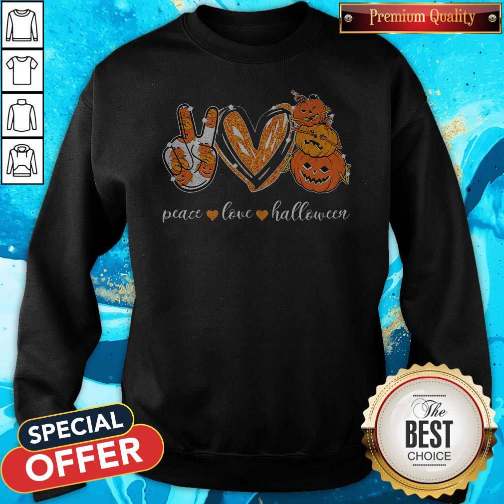 Official Peace Love Pumpkin Halloween Shirt - Image 2