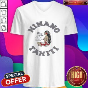 Pretty Hinano Tahiti Girl Beach Coconut Tree V-neck