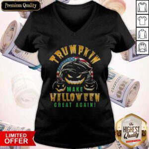 Trumpkin Make Halloween Great Again American Flag V-neck