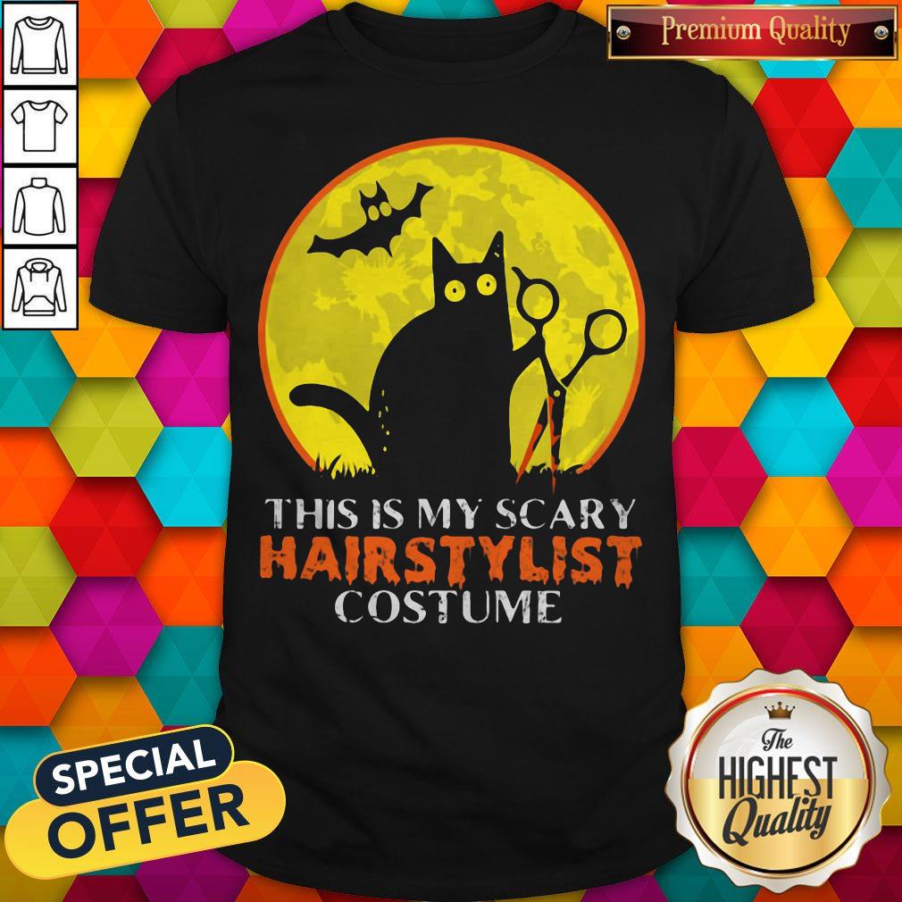 Black Cat This Is My Scary Hairstylist Costume Sunset Halloween Shirt