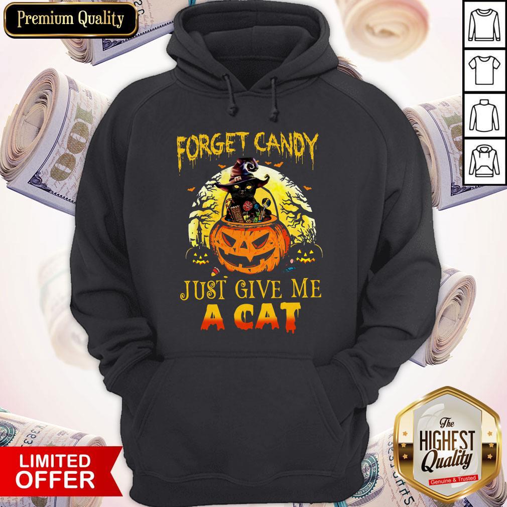 Funny Forget Candy Just Give Me A Cat Halloween Shirt - Image 5