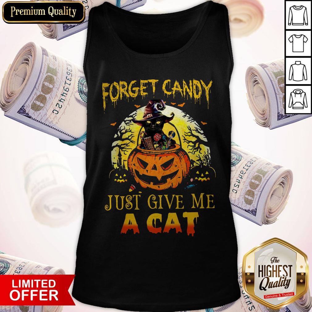 Funny Forget Candy Just Give Me A Cat Halloween Shirt - Image 3