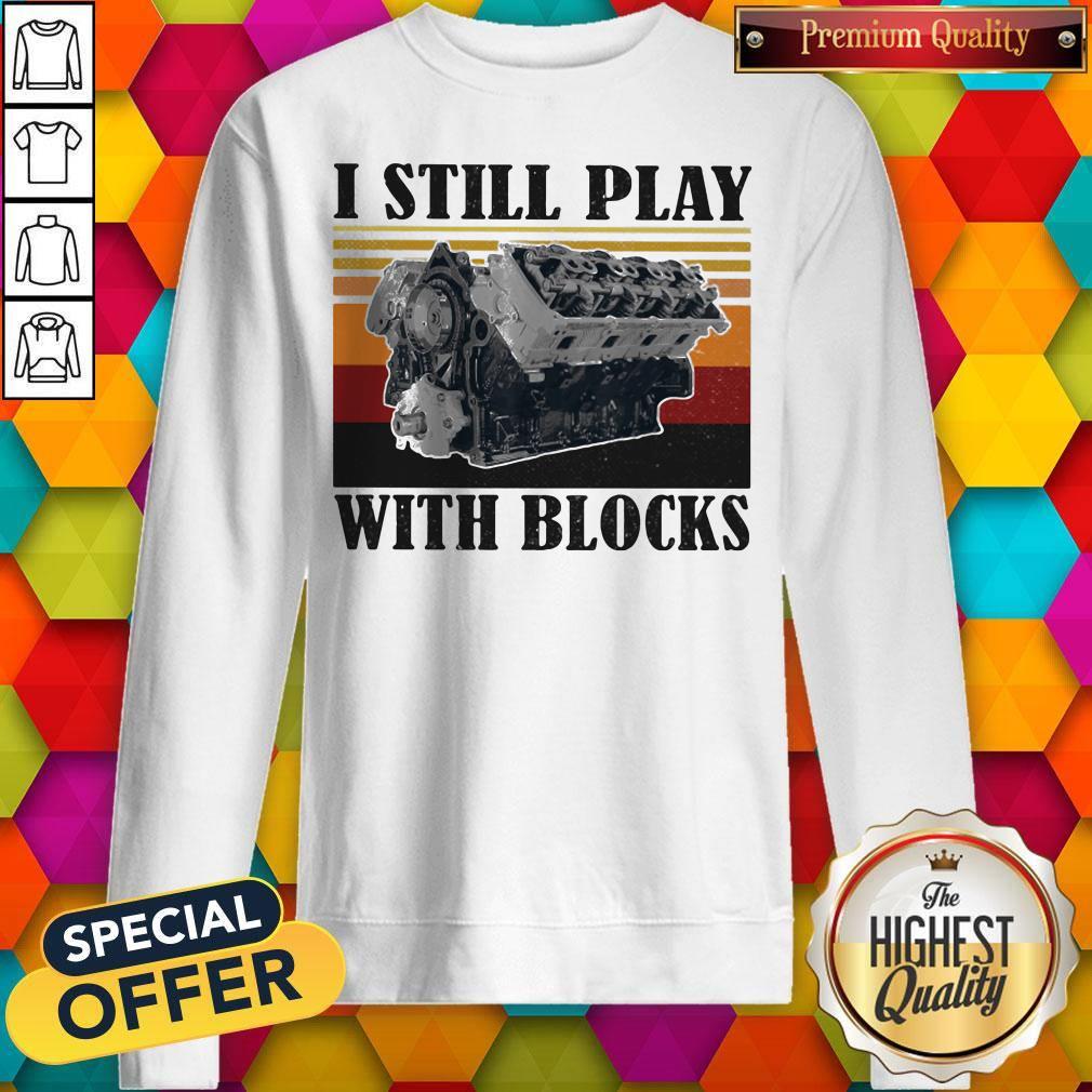 I Still Play With Blocks Engine Vintage Retro Shirt - Image 5