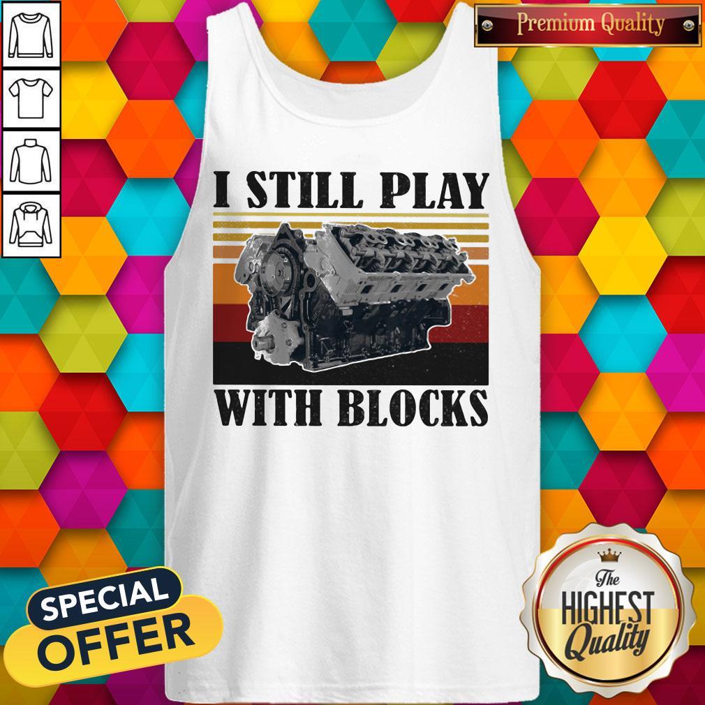 I Still Play With Blocks Engine Vintage Retro Shirt - Image 2