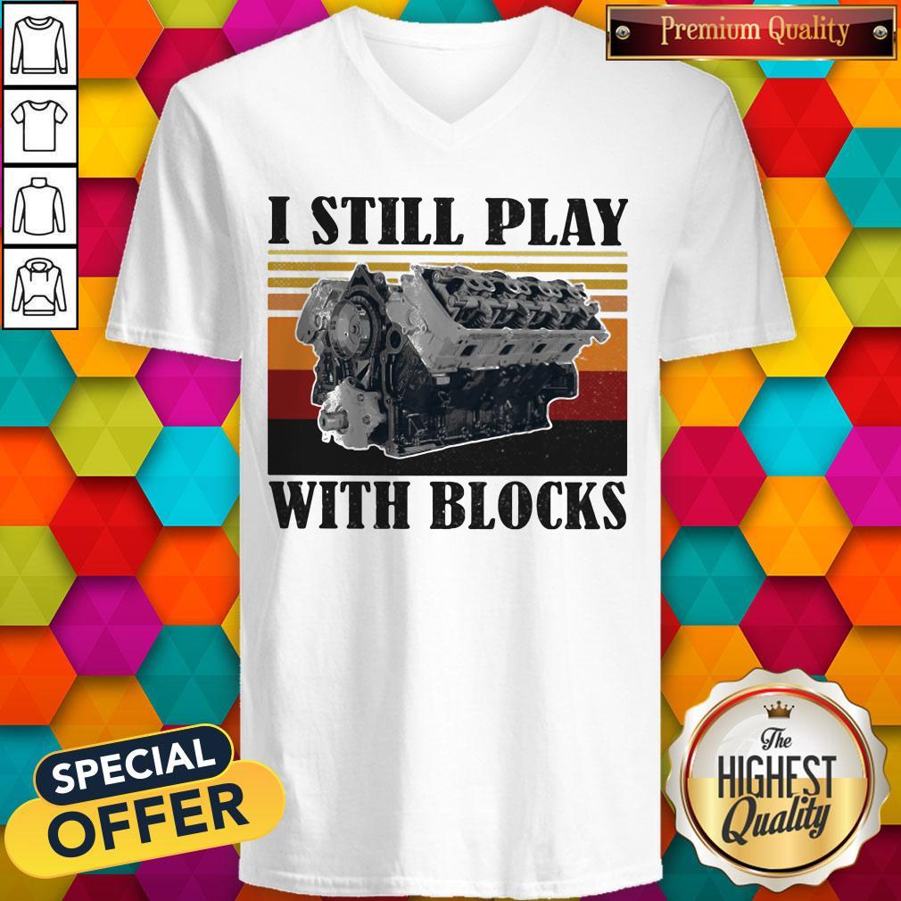 I Still Play With Blocks Engine Vintage Retro Shirt - Image 3