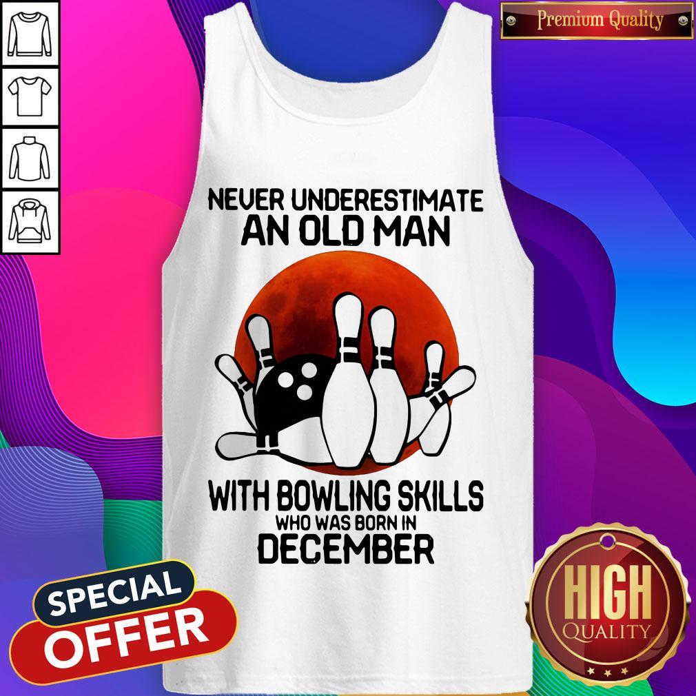 Never Underestimate An Old Man With Bowling Skills Who Was Born In December Sunset Halloween Shirt - Image 4