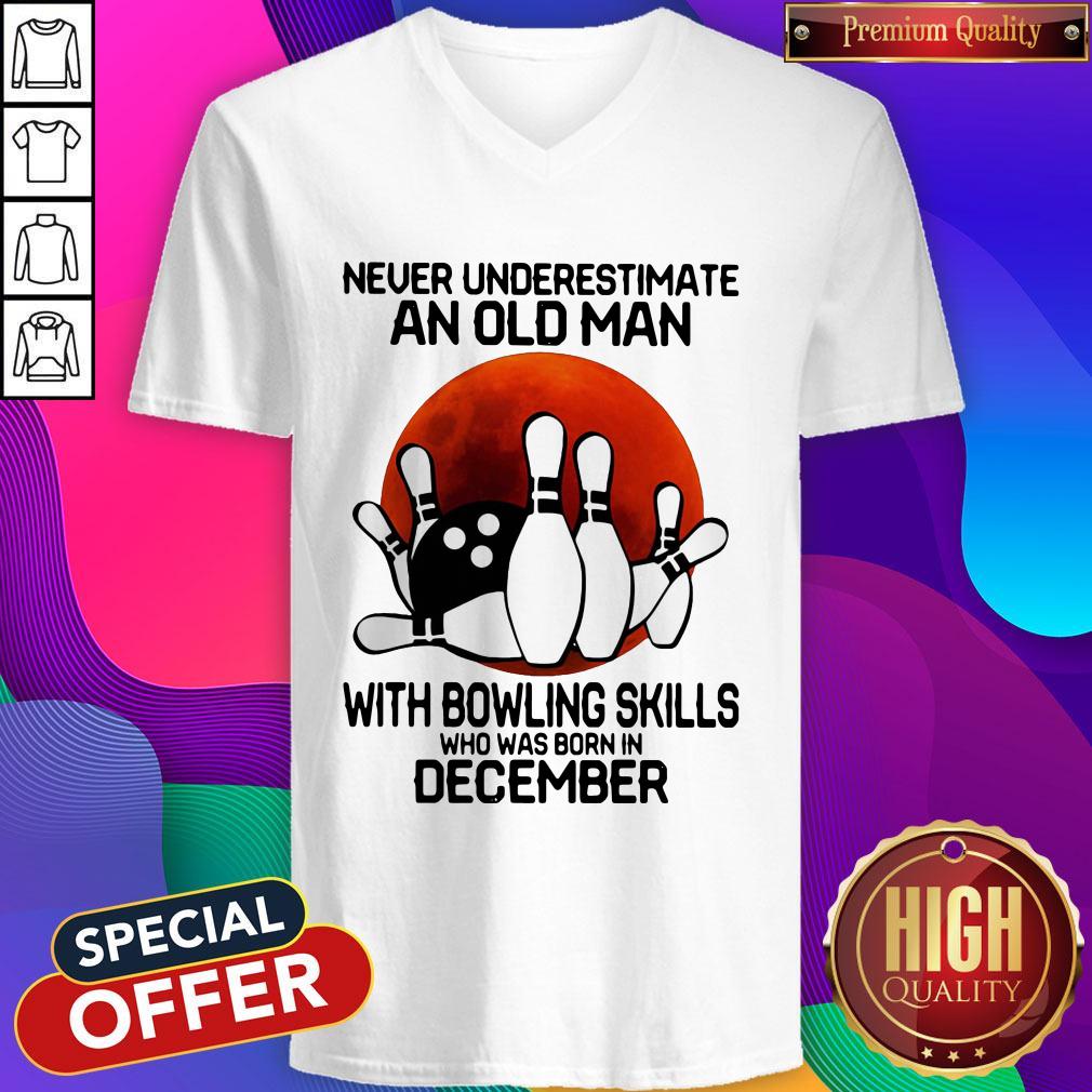 Never Underestimate An Old Man With Bowling Skills Who Was Born In December Sunset Halloween Shirt - Image 2