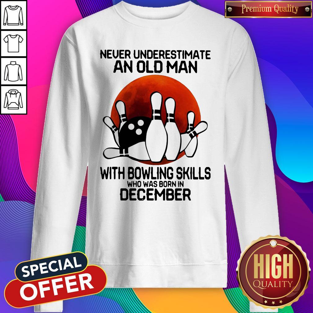 Never Underestimate An Old Man With Bowling Skills Who Was Born In December Sunset Halloween Shirt - Image 3