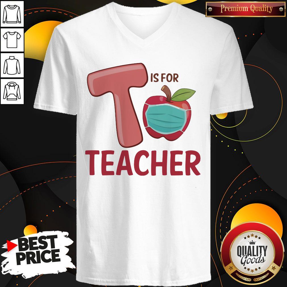 Nice T Is For Teacher Apple Mask Shirt - Image 3