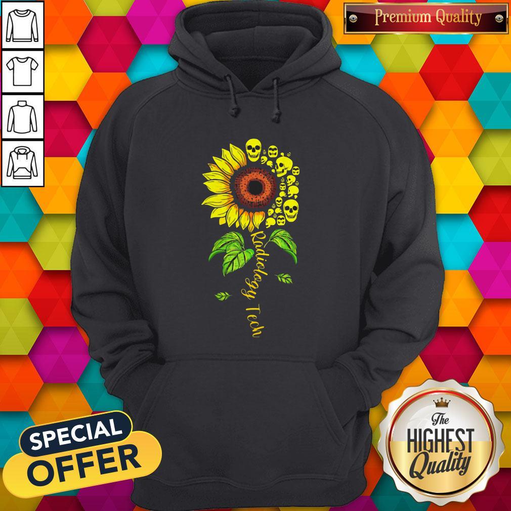Official Radiology Tech Floral Sunflower Flower Skulls Shirt - Image 4