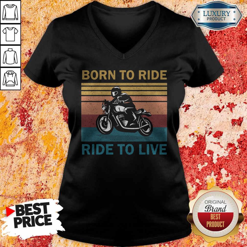 Premium Born To Ride Ride To Live Bike Vintage Retro Shirt - Image 3