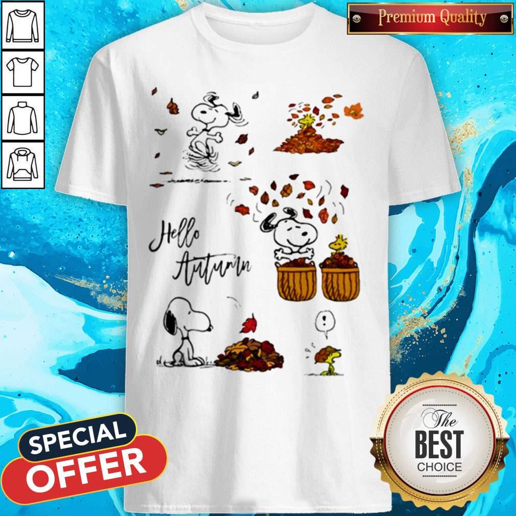 Snoopy And Woodstock Hello Autumn Maple Leaves Shirt