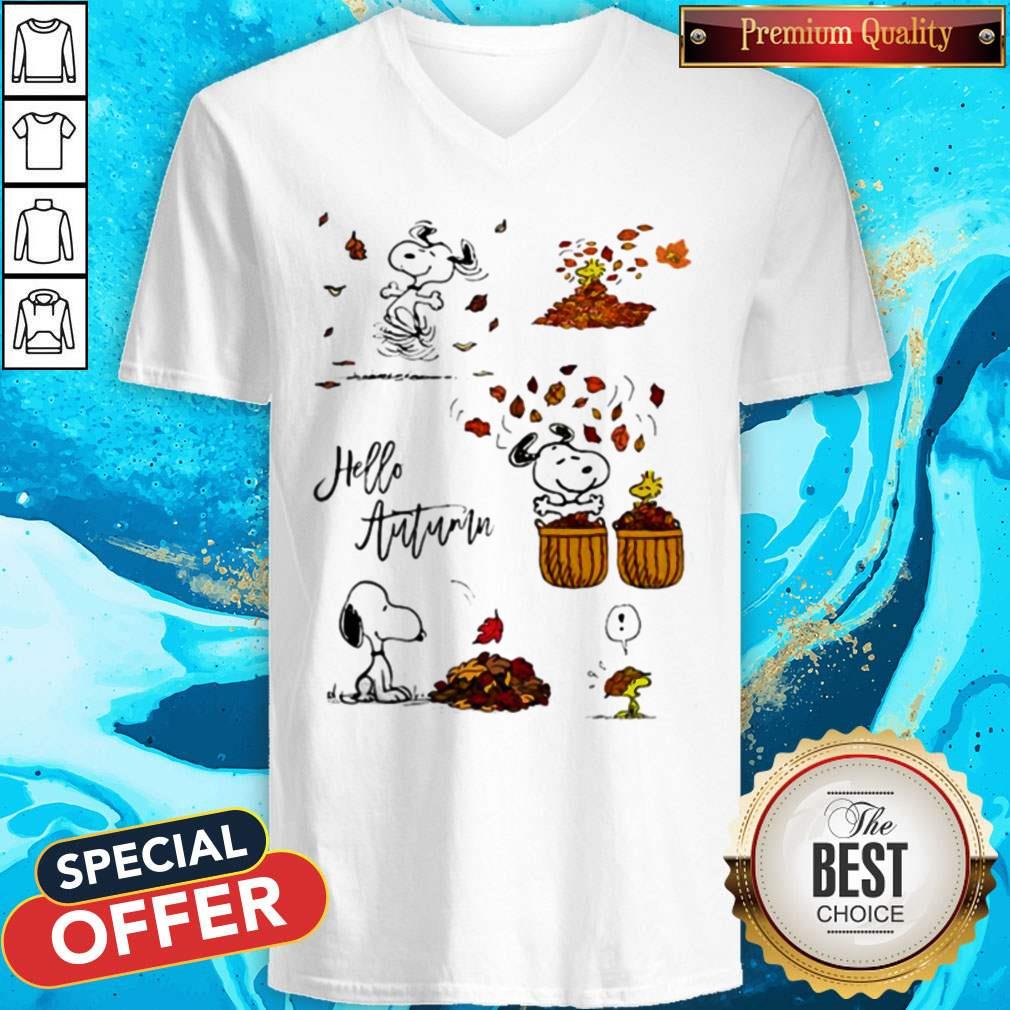 Snoopy And Woodstock Hello Autumn Maple Leaves Shirt - Image 3
