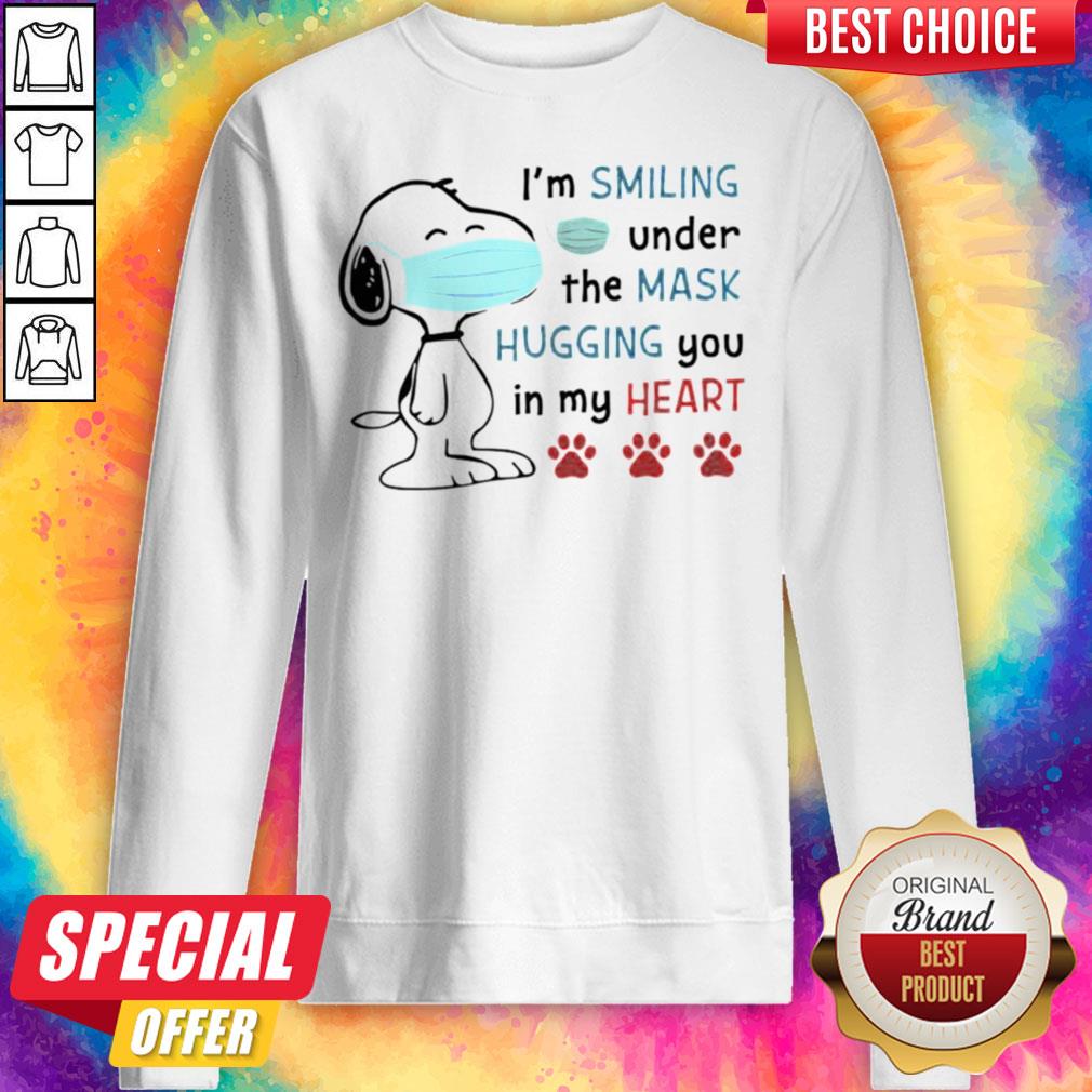 Snoopy Mask I’m Smiling Under The Mask Hugging You In My Heart Paw Shirt - Image 5