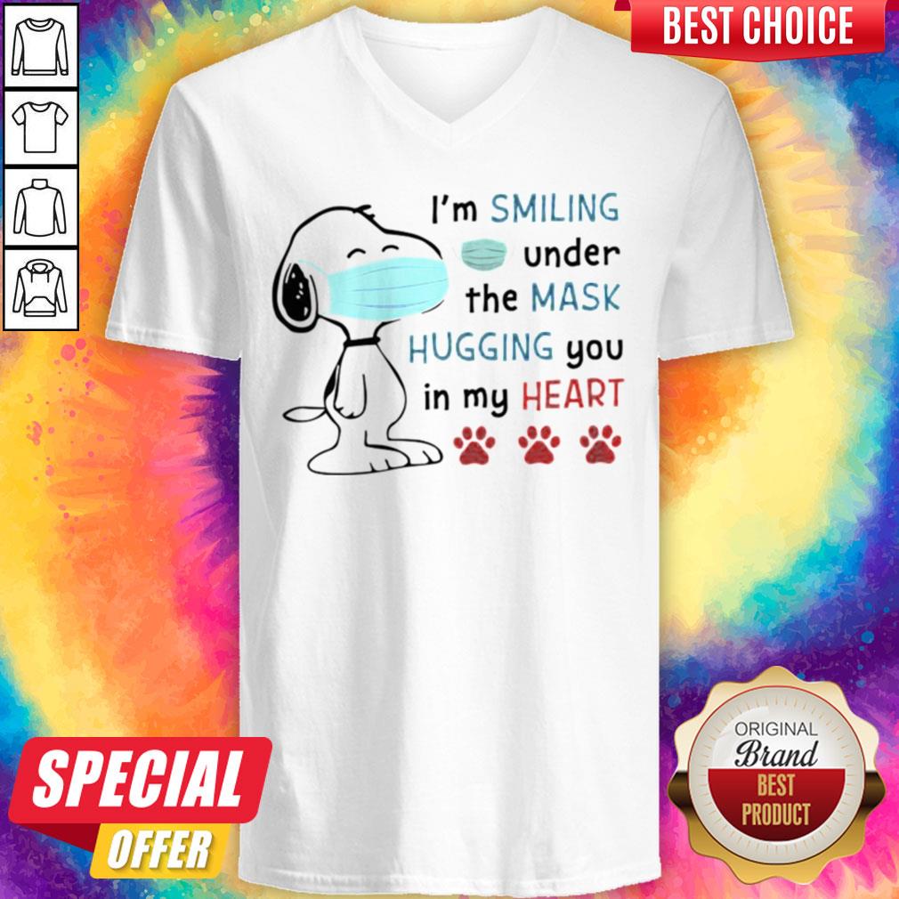 Snoopy Mask I’m Smiling Under The Mask Hugging You In My Heart Paw Shirt - Image 3