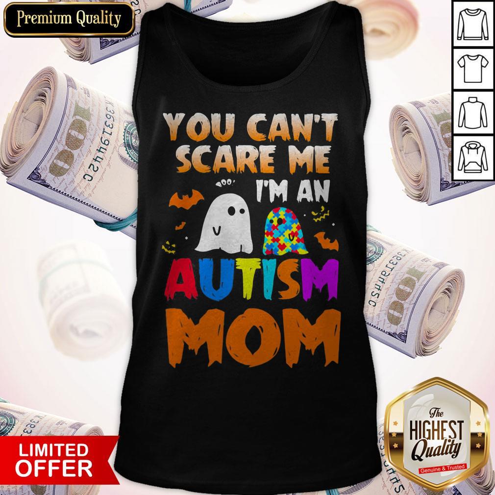 You Can't Scare Me I'm An Autism Mom Ghost Halloween Shirt - Image 2