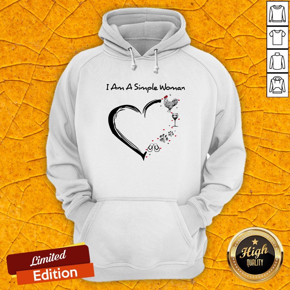 I Am A Simple Woman Chicken Wine Dog Paw And Flip Flop Hoodie