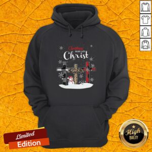 Nice Snowman Cross Christmas Begins With Christ Hoodie