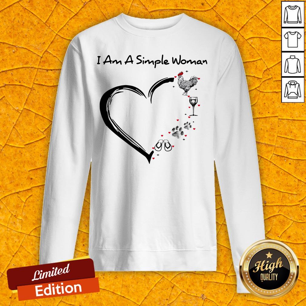 I Am A Simple Woman Chicken Wine Dog Paw And Flip Flop Sweatshirt