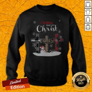 Nice Snowman Cross Christmas Begins With Christ Sweatshirt