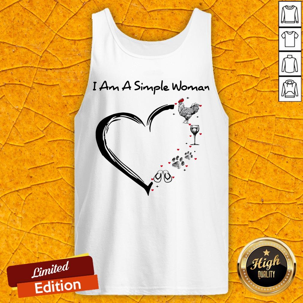 I Am A Simple Woman Chicken Wine Dog Paw And Flip Flop Tank Top