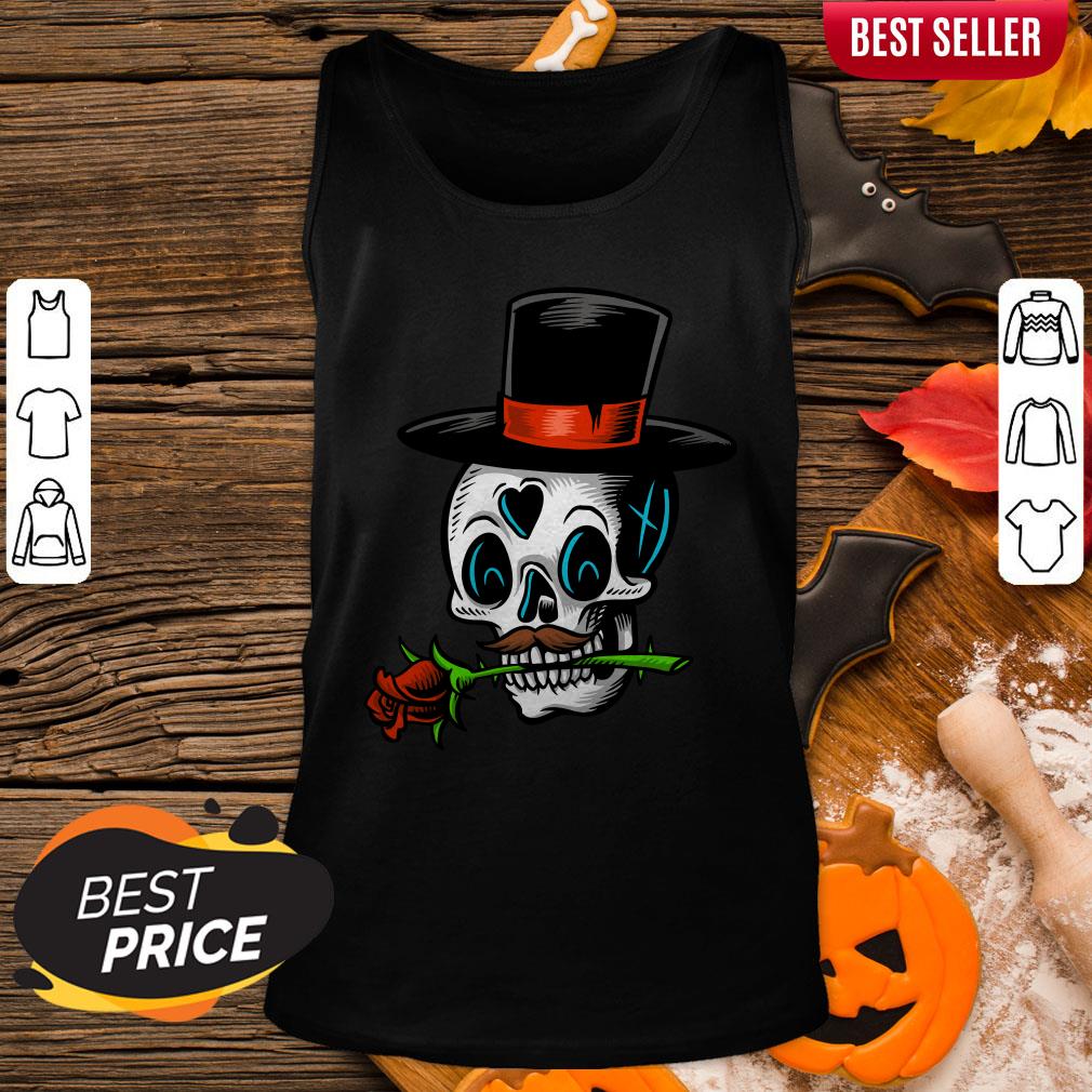 The Man With Rose Sugar Skull Dia De Muertos Day Of Dead Tank Top