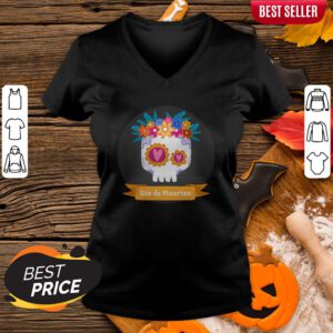 Funny Sugar Skull Dia De Muertos V-neck